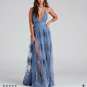 Windsor Morgan Formal Flocked Velvet Dress